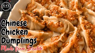 Chinese Chicken Dumplings with Chilli oil  Make the dough filling and how to fill [upl. by Messing664]