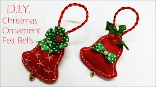 DIY Chrismas Ornament  Felt Bells  MyInDulzens [upl. by Pollitt]