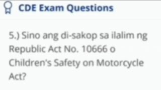 Sino ang disakop sa ilalim ng Republic Act No10666 o Childrens Safety on motorcycle Act [upl. by Stone922]