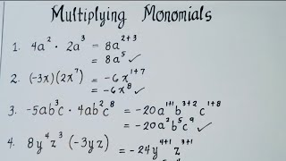 ALGEBRA  Multiplying Monomials  Grade 7 [upl. by Ramedlab]