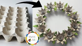 Niesamowite rękodzieło♻️wianek z wytłoczek po jajkach♻️ egg tray craft ideas ♻️Recykling [upl. by Auhso]