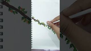 Graceful Tree with Vine Leaves shorts art drawing painting watercolor flowervirul fypシ゚ [upl. by Adeline]