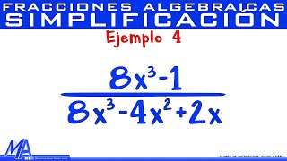 Simplificación de fracciones algebraicas  Ejemplo 4 [upl. by Zedekiah]