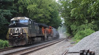 NS 64K flies Eastbound through Wernersville PA with a BNSF trailing 2nd 72824 [upl. by Sucramaj460]