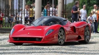 Oneoff Ferrari P45 by Pininfarina  Engine sound amp Driving on the street [upl. by Ielarol]