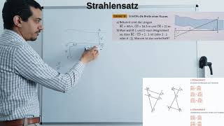 Mathe 9 Klasse Strahlensatz Textaufgabe 2 Flussbreite Bestimmen [upl. by Retla]