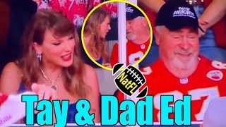 Taylor Swift chats happily with dad Ed Kelce at Arrowhead Stadium [upl. by Attenov302]