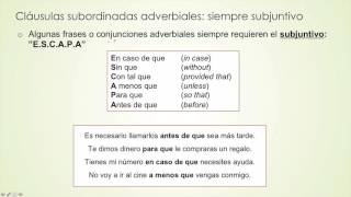 MG23 Cláusulas Subordinadas Adverbiales [upl. by Nnail]