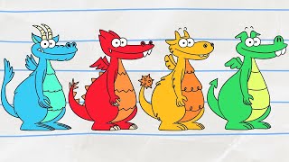 🔵🔴 THE FOUR DRAGONS 🟡🟢  Boy amp Dragon  Cartoons for Kids  WildBrain Bananas [upl. by Dee Dee]