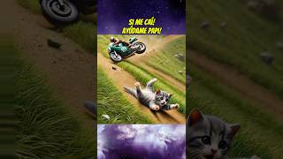 Gatito se cae de la moto 🏍️ 😭 shorts gatito gato gatos moto mascotas [upl. by Woolcott]