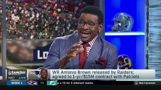 NFL GameDay on Antonio Brown released by Raiders agreed with Patriots [upl. by Nnyleuqcaj84]