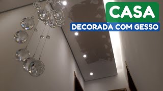 RESIDÊNCIA TODA DECORADA COM GESSO  ilha em Gesso  Sanca invertida  Parede 3D [upl. by Trula286]