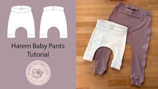 Harem Baby Pants Tutorial  Pattern Beginner Sewing DIY [upl. by Ardnua53]