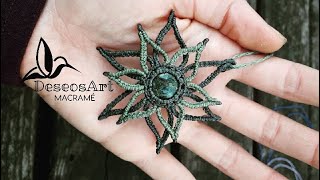 Come fare un ciondolo in macramé mandala fiore con pietra rotonda tutorial in italiano [upl. by Sutit533]