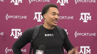 Kellen Mond discusses why he returned to Texas AampM Pro Day [upl. by Enneillij]