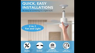 2 in 1 Ceiling Fan with LED Lights3 fan Speeds4 Light settingsE26E27 BaseXOOL Socket Fan Light [upl. by Chrissa64]