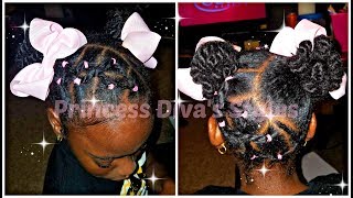 Twisted Buns With A Twist  Little Girls 4A Natural Hair [upl. by Aiz834]