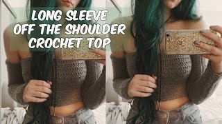 DIY LONG SLEEVE OFF THE SHOULDER CROCHET PATTERN [upl. by Derrick]