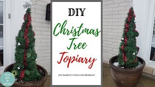 FRONT PORCH DECOR  CHRISTMAS TOPIARY FROM TOMATO CAGE  HOLIDAY TREE DIY  DECORATE FOR CHRISTMAS [upl. by Moynahan]