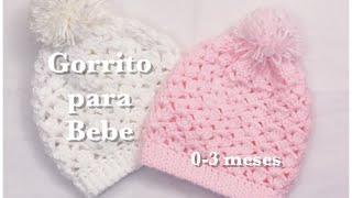 Gorro para bebe de 03 meses en gancho facil y rapido 88 [upl. by Zacarias]