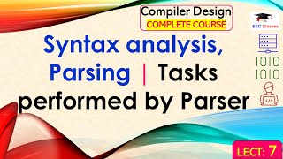 L7 Syntax analysis Parsing  Tasks performed by Parser  Compiler DesignCD Lectures in Hindi [upl. by Naerol810]