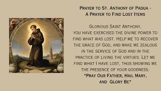 Prayer to St Anthony  Prayer to Find Lost Items [upl. by Aniuqal514]