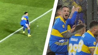 Boca vs River Plate  Captain Marcos Rojo wining celebration amp Pipa Benedetto goal at La Bombonera [upl. by Acemat]