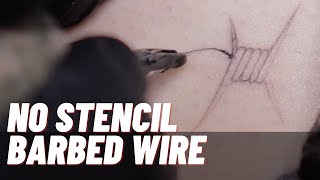 Barbed wire tattoo  NO STENCIL  FREE MACHINE [upl. by Sims]