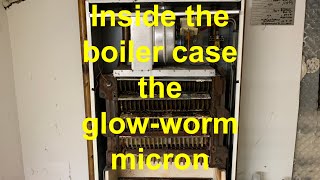 GLOWWORM MICRON 100FF inside the boiler casing carrying out a full strip down of the boiler [upl. by Avihs]