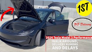 2024 Tesla Model 3 Performance Highland 1st US Delivery Walk around delivery delay rumors amp more [upl. by Atwekk936]