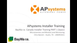 Webinar APsystems and BayWa r e Installer Training PART 1 basic [upl. by Anawot]