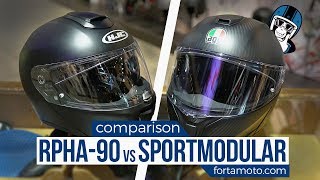 Which helmet is better HJC RPHA 90 vs AGV SportModular ROAD TEST  FortaMotocom [upl. by Skutchan]