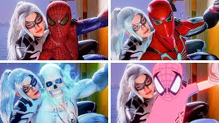 Marvels SpiderMan  SpiderMan and Black Cat Scene With Every Suit [upl. by Leveridge]