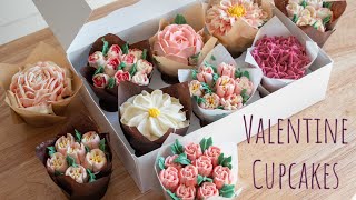 Buttercream Flowers  Valentines Day Cupcakes  Swiss Meringue Buttercream  Russian Tips [upl. by Araid635]