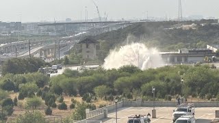 Water main break floods area near Fiesta Texas SAWS says [upl. by Elacsap]