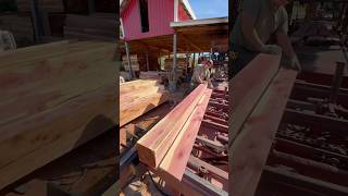 Red Cedar Cut Into 6x6 amp Boards Cooks AC36 sawmill [upl. by Sidwell]