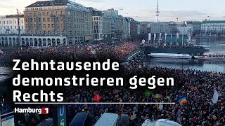 quotHamburg steht aufquot Zehntausende demonstrieren am Jungfernstieg gegen Rechts [upl. by Tulley]