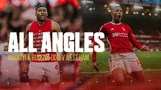 ALL ANGLES  STOPPAGE TIME GOALS FROM AWONIYI amp HUDSONODOI  NOTTINGHAM FOREST 20 WEST HAM [upl. by Einamrej]