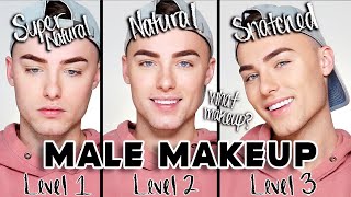 NATURAL MALE MAKEUP ROUTINE  3 Levels of Makeup [upl. by Aramit568]