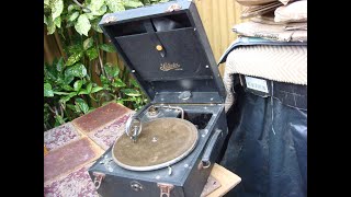 VINTAGE HMV  SELECTA GRAMOPHONE WITH SOUND BOX SEE VIDEO [upl. by Alisander72]