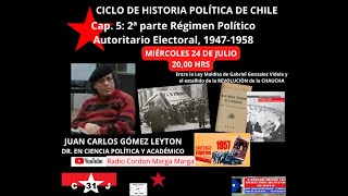 CAP 5 HISTORIA DE LA DEMOCRACIA EN CHILE 2° PARTE EL REGIMEN AUTORITARIO ELECTORAL 19471958 [upl. by Salomo]