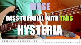 Muse  Hysteria Bass Tutorial with TABS [upl. by Saied734]