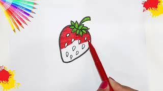 How To Draw Strawberry  Easy Strawberry Drawing Step By Step  Drawing Tutorial For Kids [upl. by Rutherfurd365]