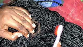 Asmr  Scratching box braids with a toothbrush🔥🔥feeling is out of this world 💪💪 [upl. by Ledairam]