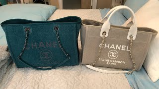 CHANEL SMALL DEAUVILLE TOTE COMPARISON  22S TOP HANDLES VS 19A NO TOP HANDLES [upl. by Vigor983]