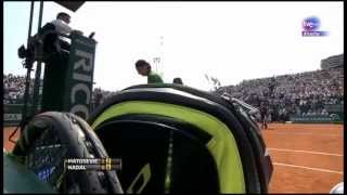 Rafael Nadal smiles after Matosevic knocked over his water bottles [upl. by Adnirod711]