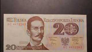 1982 Poland 20 Zloty Banknote WORTH POLSKA 20 Banknote [upl. by Naiditch]