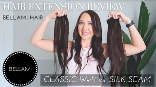 BELLAMI HAIR EXTENSIONS REVIEW WITH THIN HAIR  Classic weft vs Silk Seam [upl. by Keelia]