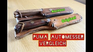 Puma Messer  Puma Automesser  Vergleich Original und Nachbau MFH Fallschirmspringermesser [upl. by Htidirem]