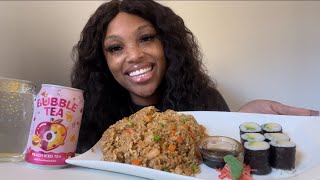 CHINESE FOOD MUKBANG Prawn fried rice amp Avocado Maki 🍚🍤🍱 [upl. by Camden]